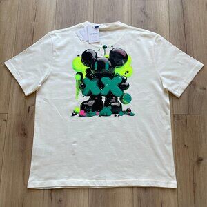 2XL Off-White Men's White Cotton T-Shirt Relaxed Fit